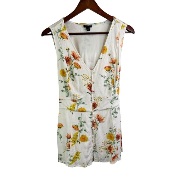 Torrid Rayon Slub Button Up With Waist Detail Peplum Floral Tank Top Size Large - Picture 3 of 13